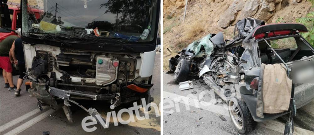 Εύβοια: Θανατηφόρα σύγκρουση φορτηγού με αυτοκίνητο (εικόνες)