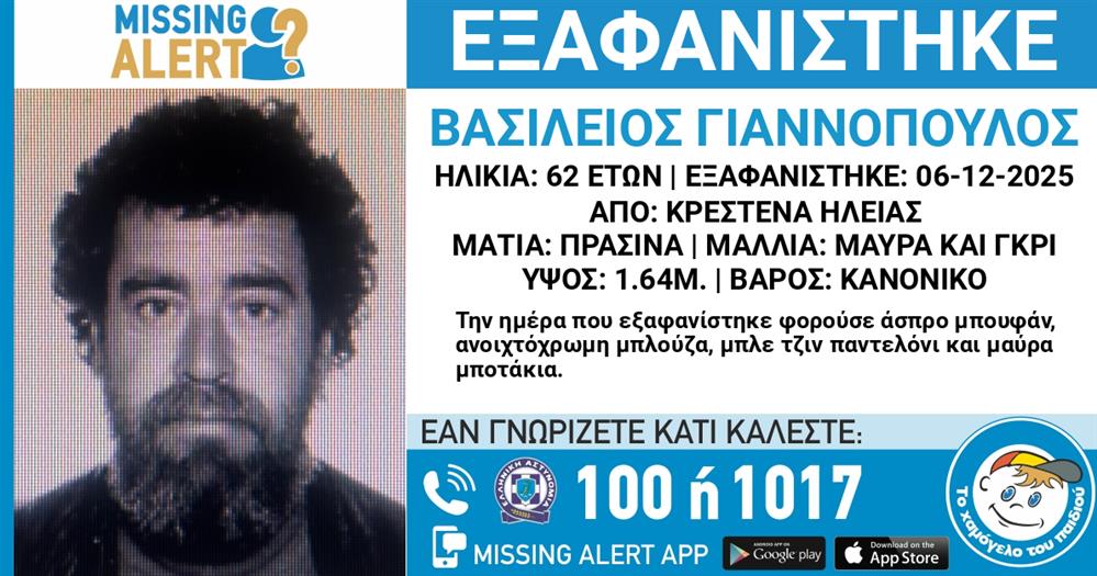 Missing Alert - Εξαφάνιση