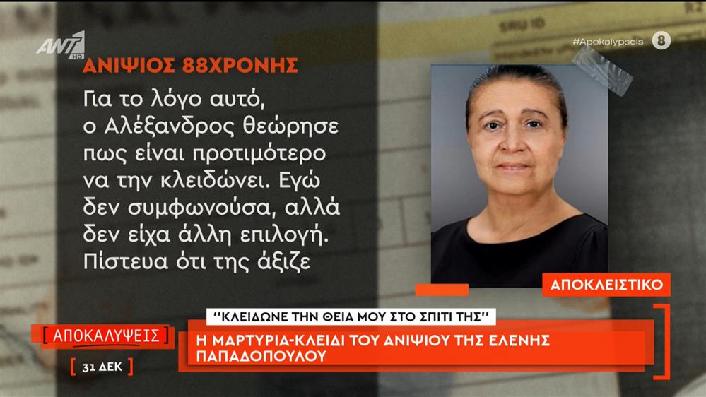 Η μαρτυρία-κλειδί του ανιψιού της Ελένης Παπαδοπούλου
