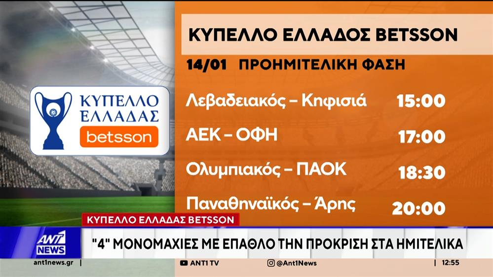 Κύπελλο Ελλάδας Betsson: 4 μονομαχίες με έπαθλο την πρόκριση στα ημιτελικά