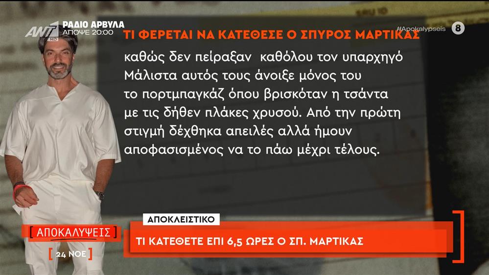 Τι κατέθετε επί 6,5 ώρες ο Σπύρος Μαρτίκας