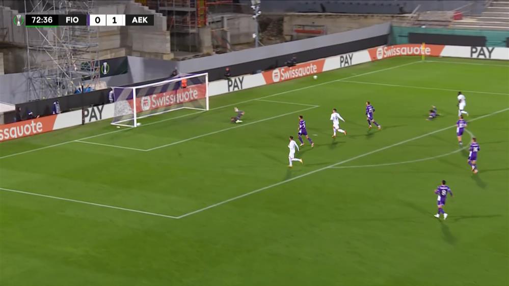 Φιορεντίνα - ΑΕΚ | Δοκάρι για τον Ζίνι στο 73ο λεπτό