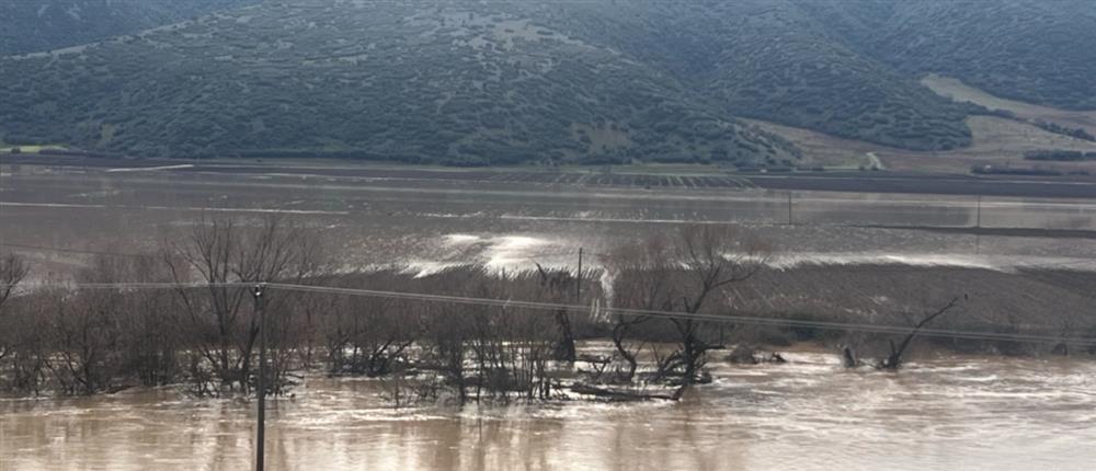 Υπερχείλισε ο Πηνειός έξω από τη Λάρισα – Πλημμύρισαν αγροτικές εκτάσεις (βίντεο)