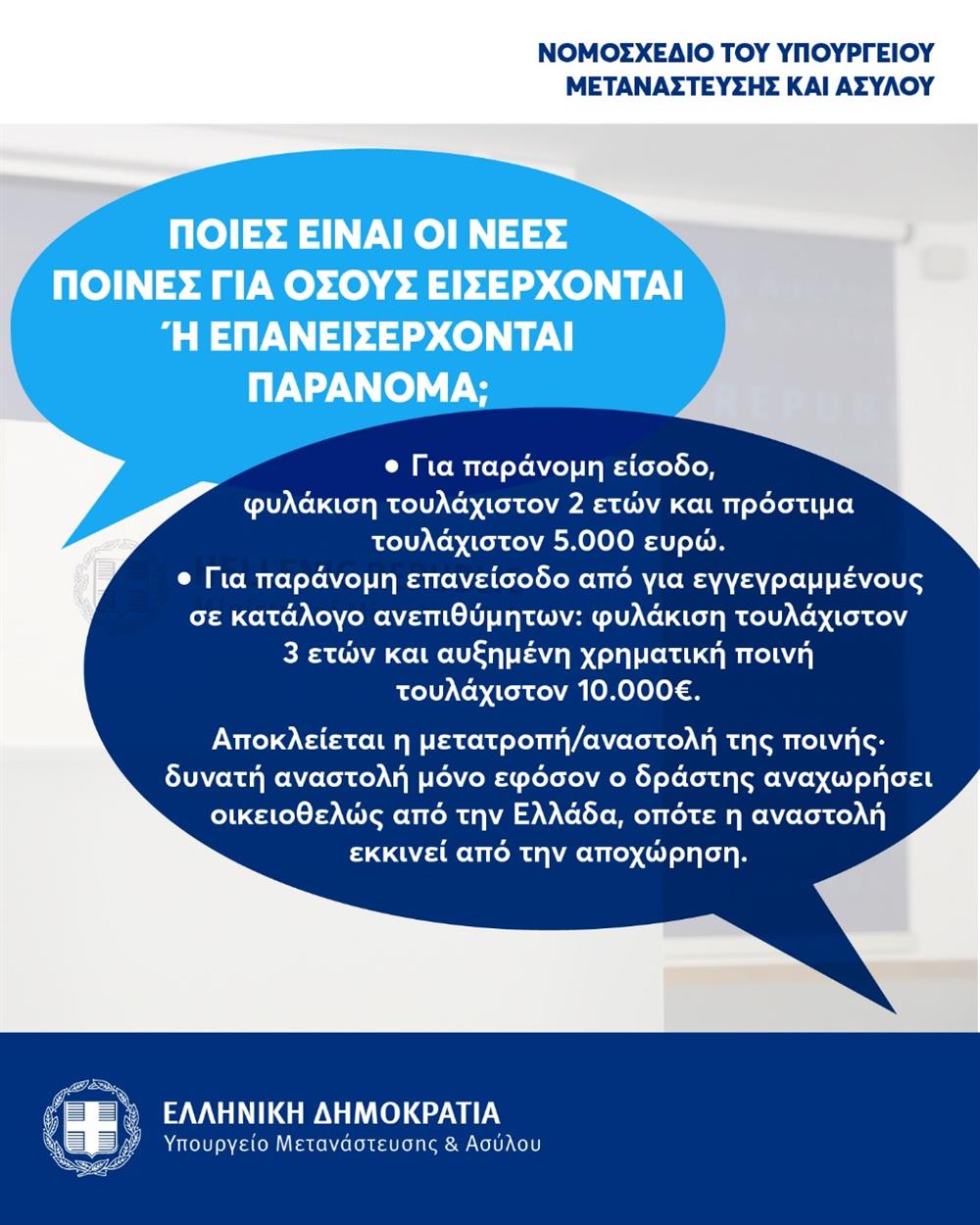 Νομοσχέδιο - Υπουργείο Μετανάστευσης και Ασύλου