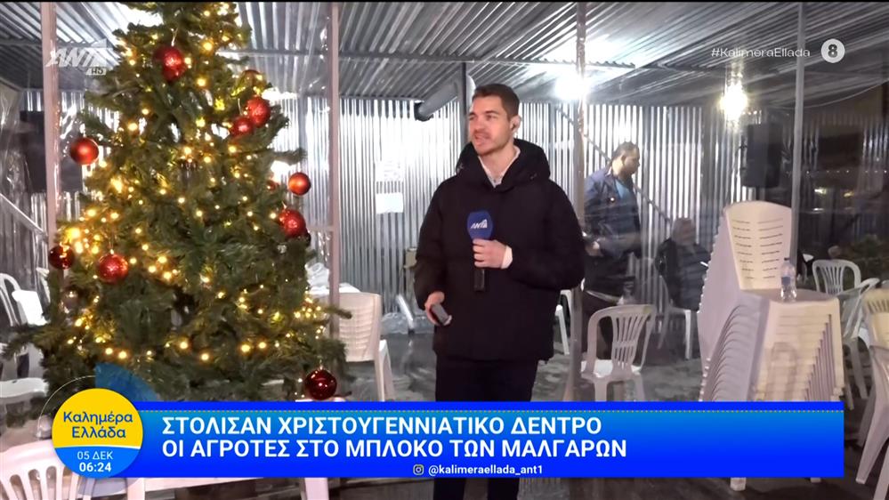 Μπλόκο Μαλγάρων: Στόλισαν χριστουγεννιάτικο δέντρο οι αγρότες - Καλημέρα Ελλάδα - 05/12/2025