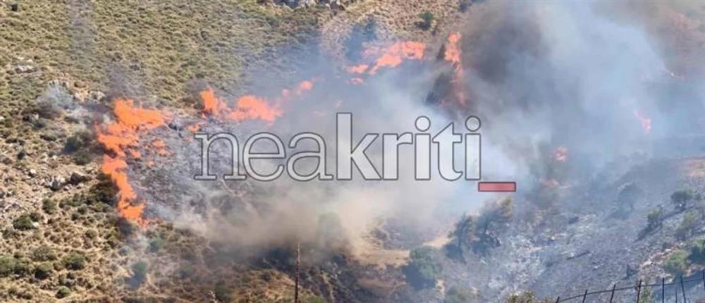 Μελιδοχώρι Ηρακλείου: Ενισχύονται οι πυροσβεστικές δυνάμεις, 8 εναέρια μέσα, ισχυροί άνεμοι στην περιοχή