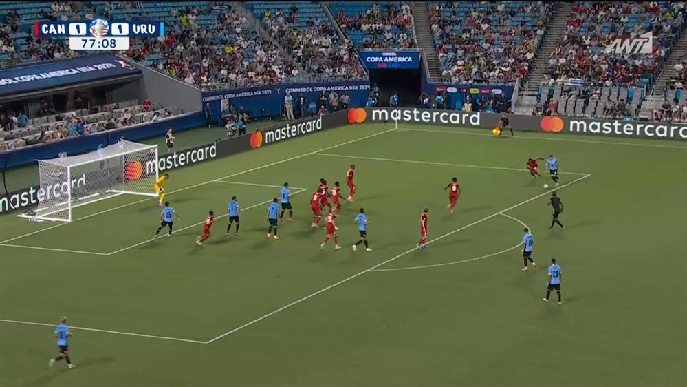 COPA AMERICA 2024 | Καναδάς - Ουρουγουάη | Τεχνικό σουτ του Βαλβέρδε σταματά στο οριζόντιο δοκάρι
