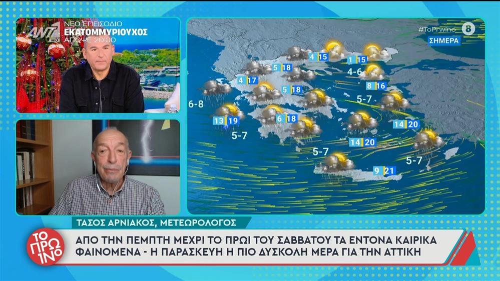 Από την Πέμπτη μέχρι το πρωί του Σαββάτου τα έντονα καιρικά φαινόμενα - Το Πρωινό - 04/12/2025