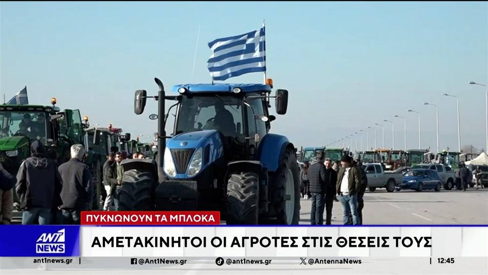Αμετακίνητοι στα μπλόκα παραμένουν οι αγρότες  
