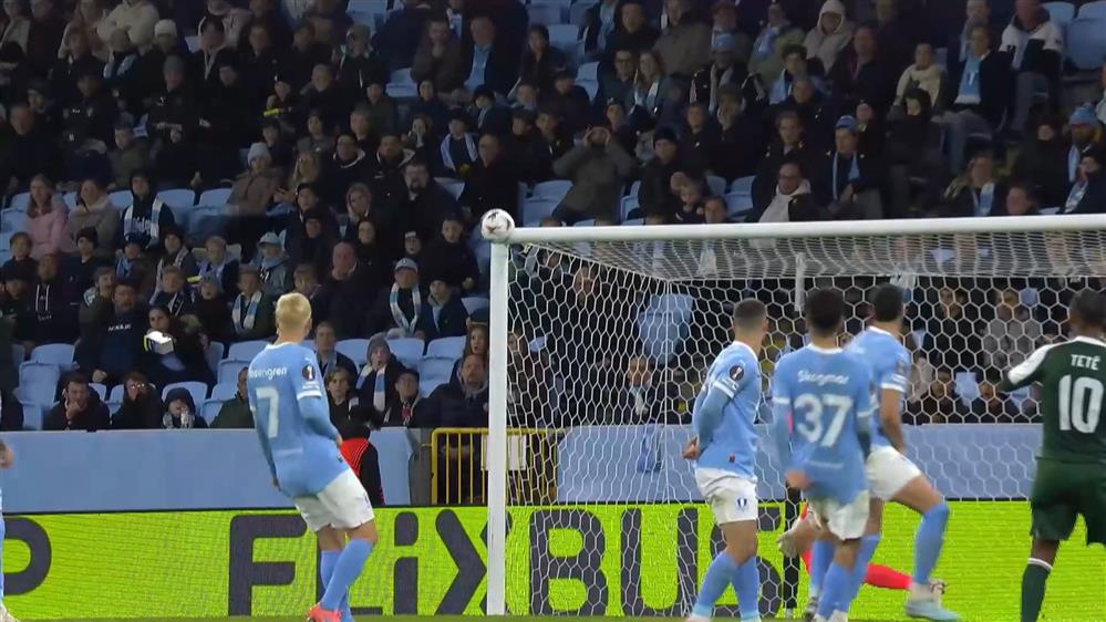 Μάλμε - Παναθηναϊκός | Κοντά στο 0-1 ο Παναθηναϊκός - Το σουτ του Τετέ βρίσκει το δοκάρι