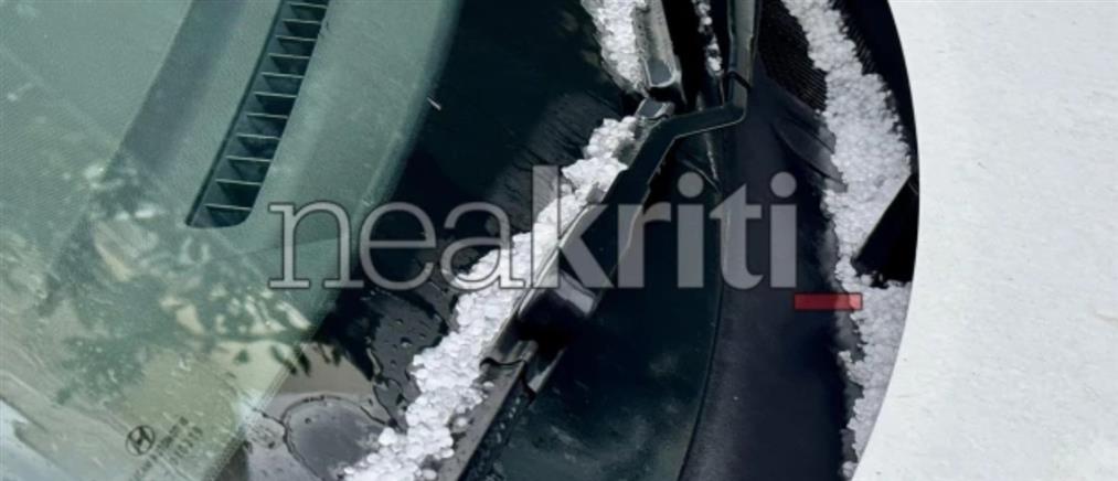 Ηράκλειο: Επιδείνωση του καιρού με πτώση της θερμοκρασίας, χαλαζόπτωση και χιόνι (εικόνες)