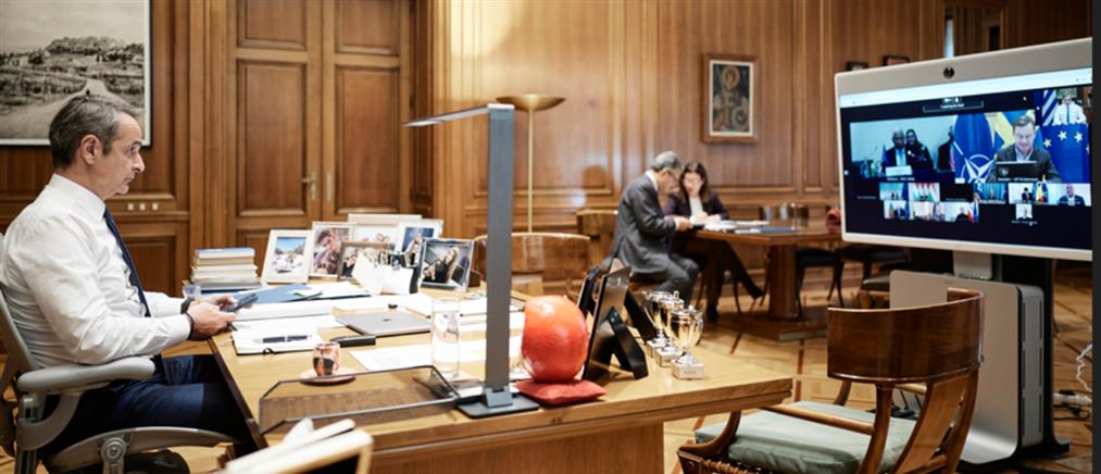 Ο Μητσοτάκης συμμετείχε στην τηλεδιάσκεψη της ΕΕ για την Ουκρανία