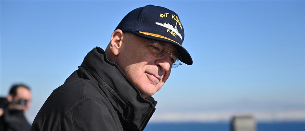 Δένδιας από τη φρεγάτα "Κίμων": Μεγάλη η σημερινή μέρα για το Πολεμικό Ναυτικό