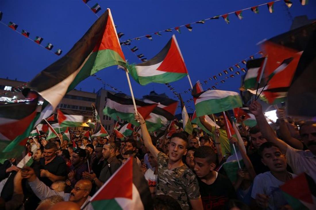 Μάχμουντ Αμπάς - Σημαία Παλαιστίνης