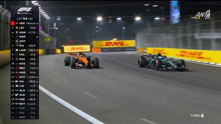 Μάχη Hamilton με Antonelli και Norris στον 54ο γύρο