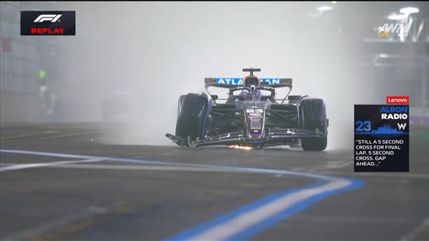 H πρόσκρουση του Alex Albon στον τοίχο στο Q1