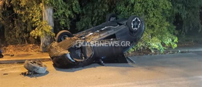 Τροχαίο στα Χανιά: Αυτοκίνητο ανετράπη στην Λεωφόρο Σούδας